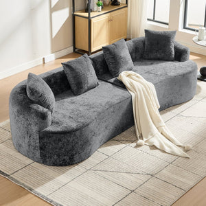 English Elm Curved Chenille Loveseat with Memory Foam Cushions for Compact Living Spaces Grey W2915S00082