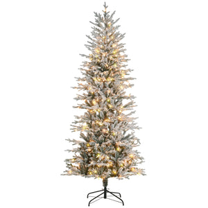 English Elm Homcom 7.5Ft Prelit Snow Flocked Christmas Tree With 350 Warm Lights & Auto Open Design For Easy Setup W2225P249631