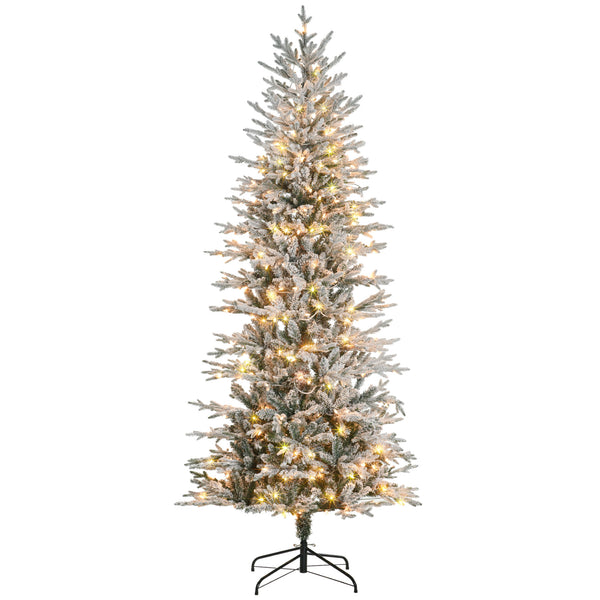 English Elm Homcom 7.5Ft Prelit Snow Flocked Christmas Tree With 350 Warm Lights & Auto Open Design For Easy Setup W2225P249631