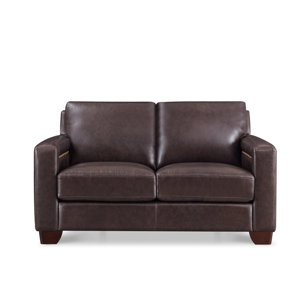 English Elm Alice Premium Leather Loveseat Brown — Top-Grain Seating, Pocket Coil Cushions, Feather-Memory Foam Comfort (61"L x 40"W x 32.5"H) B2705P338108