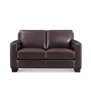 English Elm Alice Premium Leather Loveseat Brown — Top-Grain Seating, Pocket Coil Cushions, Feather-Memory Foam Comfort (61"L x 40"W x 32.5"H) B2705P338108