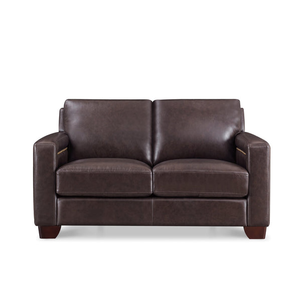English Elm Alice Premium Leather Loveseat Brown — Top-Grain Seating, Pocket Coil Cushions, Feather-Memory Foam Comfort (61"L x 40"W x 32.5"H) B2705P338108