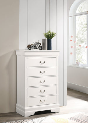 English Elm Louisphillipe Classic White Chest - Elegant Storage Solution With Curved Mouldings & Dovetail Drawers B078107858