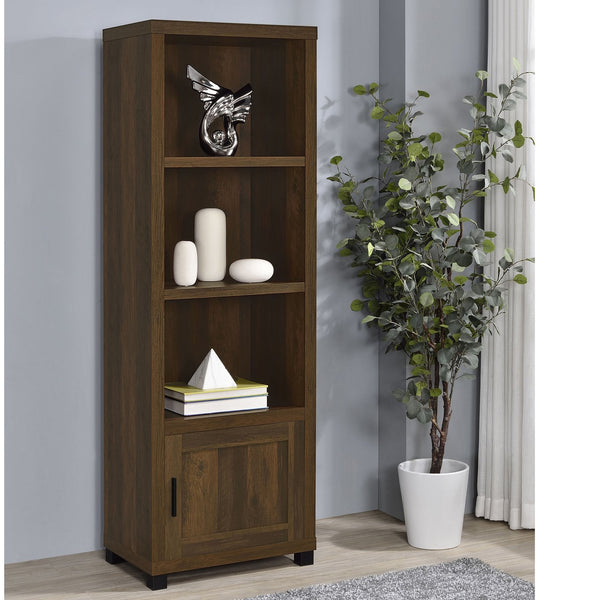 English Elm Vivek Dark Pine Engineered Wood Media Tower with 3 Open Shelves & Lower Cabinet, Rustic Storage B062P375530