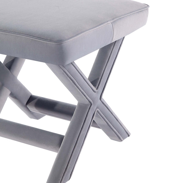 English Elm Abigail Mid-Century Modern Velvet Bench – Stylish Grey Upholstered Seating For Any Space B365P398202