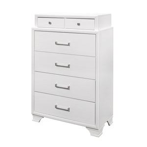 English Elm CIVIC Solid Wood Chest with Felt-Lined Top Drawers, French Dovetail Construction, Elevated Feet Design White 37.2 L x 19.29 W x 51.57 H B201P215845