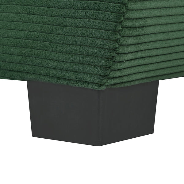 English Elm U-Style 80.9" Modern Curved Corduroy Sofa with Removable Cushions, 4 Pillows, Compact Chic Dark Green N711P192059C