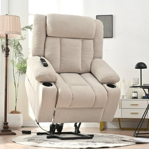English Elm Power Lift Recliner Chair - Comfortable Fabric Seating With Remote, Cup Holders & Extended Footrest W1028S00042-GIGA