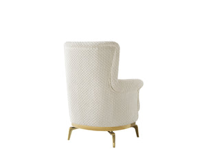 English Elm Zoe Elegant high-back accent chair with chenille upholstery and gold legs for luxe comfort and style Cream B009P303218