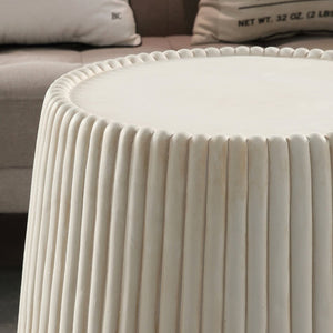 English Elm Off-white Magnesium Oxide Fluted Accent Table Sculptural Matte Finish Indoor Outdoor W5351P456829