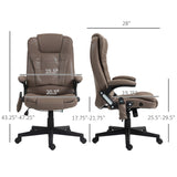 English Elm Homcom 6 Point Vibrating Massage Office Chair With Heat, Microfiber High Back Executive Office Chair With Reclining Backrest, Padded Armrests and Remote, Dark Brown