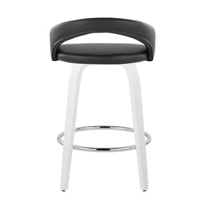 English Elm Fixed-height Swivel Counterstools with Faux Leather Seats and Chrome Footrest Set of 2 B202S01832