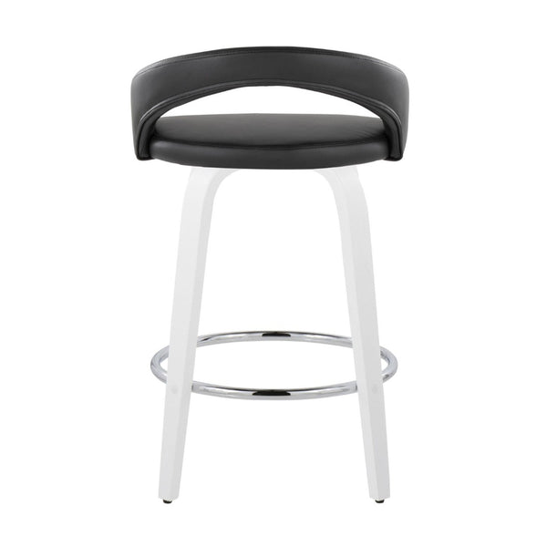 English Elm Fixed-height Swivel Counterstools with Faux Leather Seats and Chrome Footrest Set of 2 B202S01832