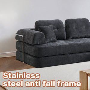 English Elm 104" Boneless Chenille Sectional Sofa with Chaise Deep Memory Foam Seats Living Room Dark Grey W3565S00023