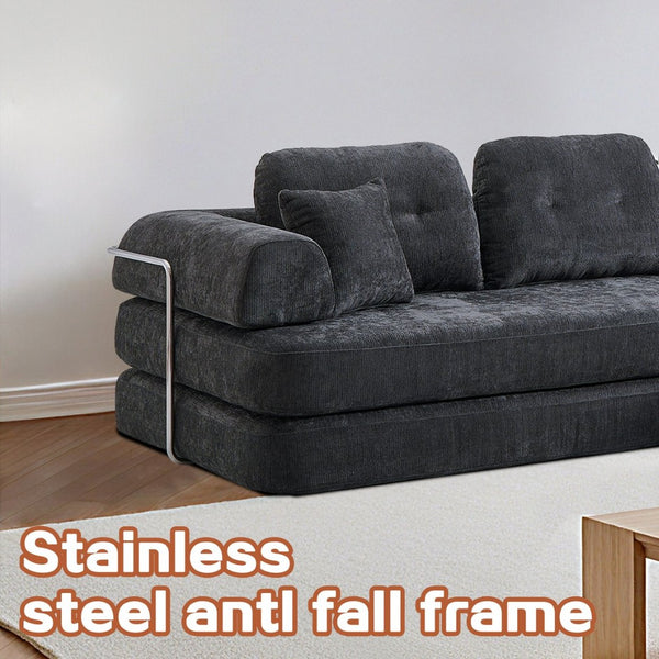 English Elm 104" Boneless Chenille Sectional Sofa with Chaise Deep Memory Foam Seats Living Room Dark Grey W3565S00023