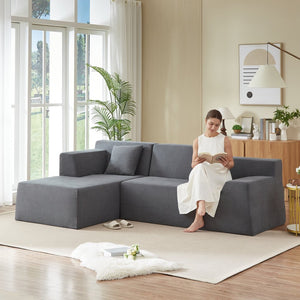 English Elm Modern Corduroy L-shaped Sectional High Back Sofa for Minimalist Living Rooms W3396P413157