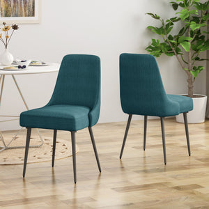 English Elm Christopher Knight Home® - DINING Chair Set of 2 Upholstered Modern Curved Back Dining Chairs with Powder-Coated Metal Legs Teal 62218.00T