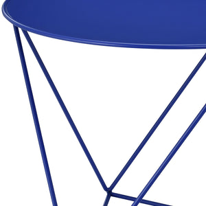 English Elm Epidia Metal Accent Table in Blue - Lightweight Round Display Table with Triangle Legs, Modern Utility B2726P243241