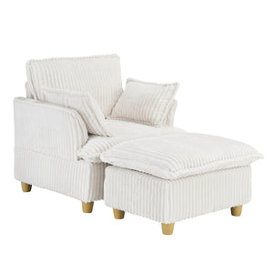 English Elm This Corduroy Single Seat Accent Chair with Ottoman and Pillows for Cozy Nook Spaces W1658P254570