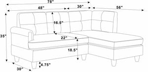 English Elm 2 Upholstered Sectional Sofa with Chaise, 3-Seater Comfort, Tufted Cushions, Durable Polyester Seat Support Gray B343S00013