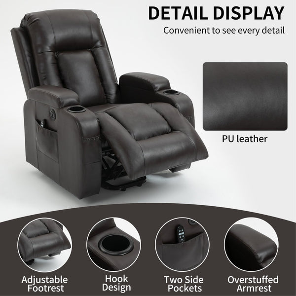 English Elm Infinite Power Lift Recliner with Massage Heating and Usb for Elderly Support W1803S00057