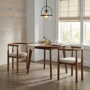 English Elm Modern Rubberwood Dining Chairs with Cushioned Seats Mid Century Style Set of 2 N762P388943W