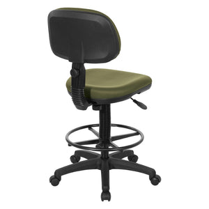 OSP Home Furnishings Sculptured Ergonomic Drafting Chair with Vinyl Upholstery for Studio and Lab Workspaces Dillon Sage DC517V-R106