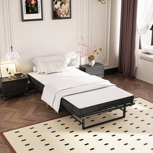 English Elm Portable Rollaway Guest Bed with Memory Foam Mattress Steel Frame and Storage Wheels T3210P471560