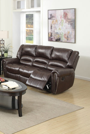 English Elm Plush Relax Manual Motion Sofa - Oversized Dark Brown Leather 3-Seat Couch For Ultimate Comfort B011P205586-GIGA