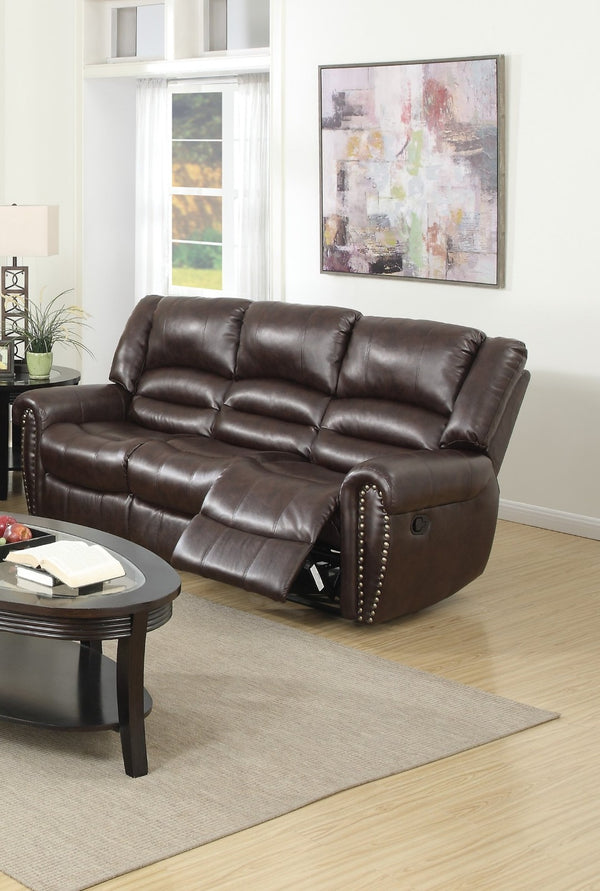 English Elm Plush Relax Manual Motion Sofa - Oversized Dark Brown Leather 3-Seat Couch For Ultimate Comfort B011P205586-GIGA