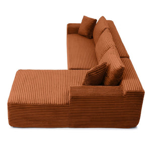 English Elm 105'' Modular L-shape Sectional Corduroy Couch Deep Seat Chaise Living Room Lounge W1117P387987