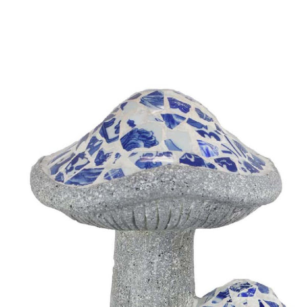 English Elm Amyra Mosaic Mushroom Garden Statues Set of Three Blue Resin Outdoor Folk Art Decor B056P417018