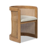 English Elm Lilith 20.5" Curved Rattan Upholstered Dining Chair, White Pepper Stain Resistant High Performance Polyester