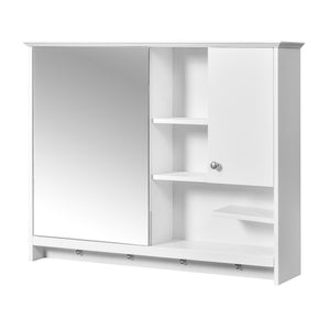 English Elm 36 Inch Wall Mounted Medicine Cabinet with HD Mirror, Adjustable Shelves, Towel Hooks, Modern Style White N710P254924K