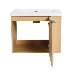 English Elm 24" Bathroom Vanity Sink Combo - Modern Oak Cabinet Set With Ample Storage & Soft-Close Doors W1972P204941