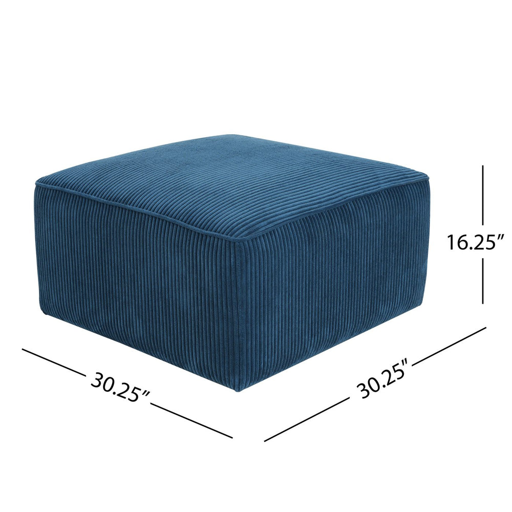 English Elm Christopher Knight Home® - Upholstered Square Ottoman Corduroy Fabric Modern Minimalist Footrest Seating with Pocket Coil Comfort Navy Blue N757P180768N