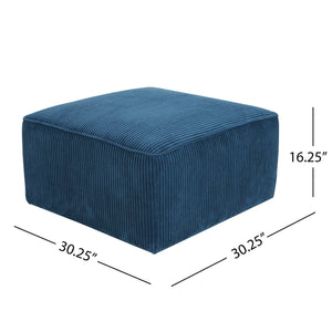 English Elm Christopher Knight Home® - Upholstered Square Ottoman Corduroy Fabric Modern Minimalist Footrest Seating with Pocket Coil Comfort Navy Blue N757P180768N