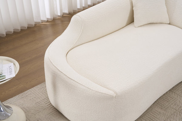 English Elm Ly-048 Sculpted Chenille Chaise Lounge Convertible Sleeper Sofa for Modern Living Spaces Milk White W2231P401698
