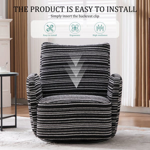 English Elm Modern 360° Swivel Boucle Armchair with High-Resilience Sponge, 550lb Capacity, Cozy Lounge Accent Chair Black W395P355515