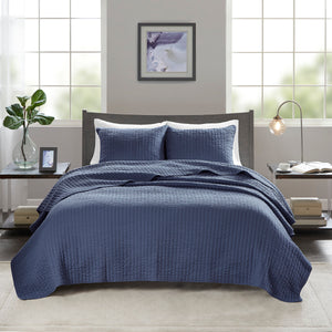 English Elm 3 Piece Quilt Set Keaton Reversible Brushed Microfiber Full/Queen with Antimicrobial Freshness Protection Navy 15.35 L x 17.72 W x 7.87 H B035129035