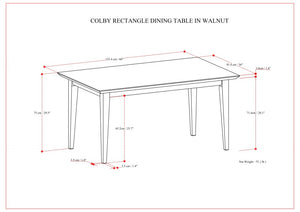English Elm Colby Solid Wood Dining Table with Tapered Legs, 6-Seater Rectangular Top, Durable Lacquer Finish Walnut B136P203498