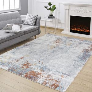 English Elm Loft Shag Area Rug 5 Ft. 3 In. X 7 Ft. - Plush Grey Shaggy Design, Stain-Resistant, Kid & Pet Friendly B186P181115