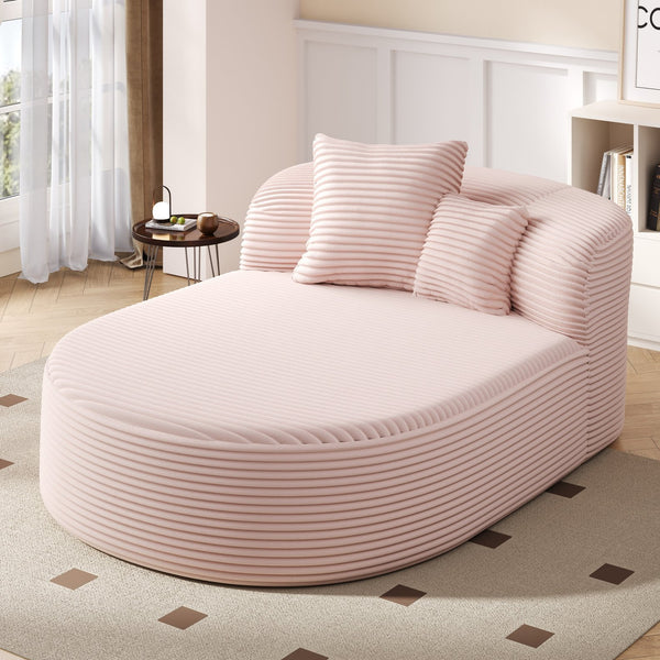 English Elm Modern Chaise Lounge Sofa oversized corduroy chaise with high-density foam, spring support & pillows Pink N719P329129P