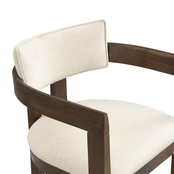 English Elm 30" Rubberwood Upholstered Barstools with Arms Mid-century Style for Kitchen Island Set of 2 Beige,Walnut N771P361772T