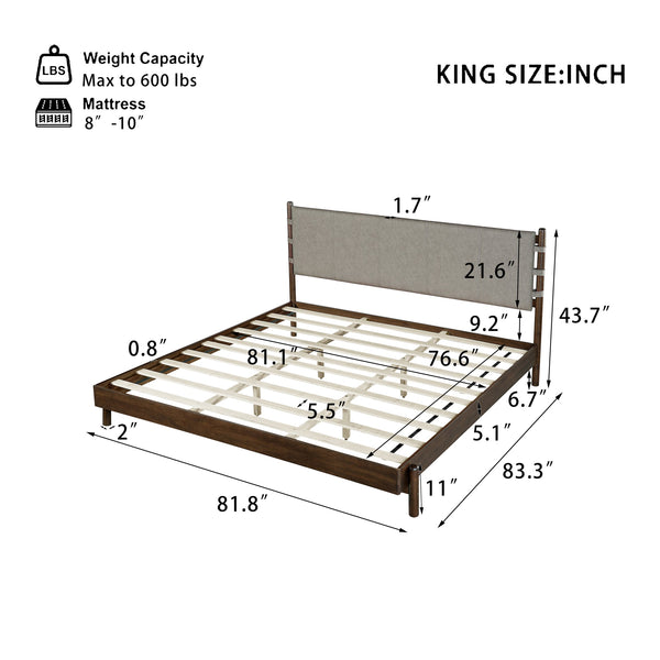English Elm Christopher Knight Home® - Premium Rubber Wood Platform Bed Frame - King Size Mid-Century Modern Design With Elegant Walnut Finish N770P288597D_N770P288598D
