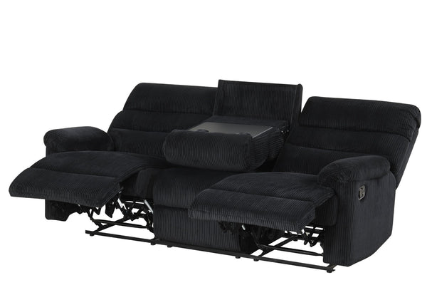 English Elm Lucie Velvet Corded Reclining Sofa with Console and Cup Holders for Living Room B078P473035