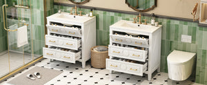 English Elm 60'' Bathroom Vanity Set With Elegant Ceramic Sink, Soft-Close Drawers, Solid Wood Frame Storage Solution N710SS00003K