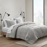 Madison Park Essentials Nimbus Casual 7 Piece Comforter Set with Bed Sheets MPE10-960 Grey