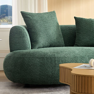 English Elm 102.36 Mid Century Curved Sectional Sofa — Plush Bouclé Upholstery, 4-Seat Compact Living Room Comfort Green W2582S00150