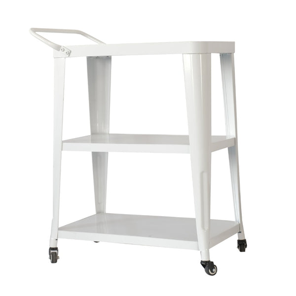 English Elm 3-tier Metal Rolling Cart with Swivel Casters Sleek White Kitchen Bar Serving Station B011P236767